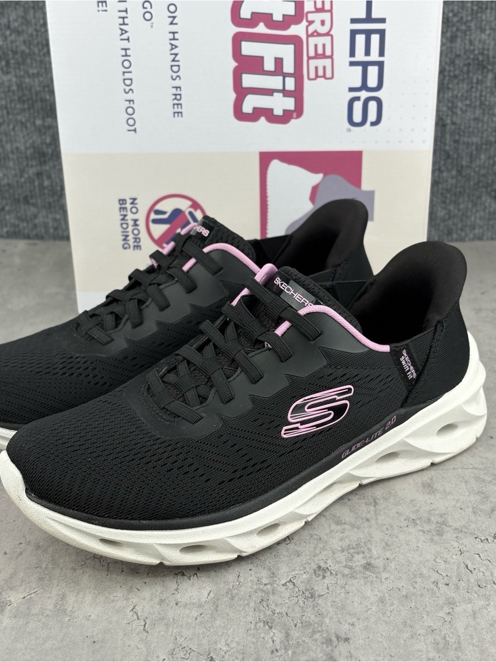 Skechers Black and Pink Slip-On Athletic Sneakers